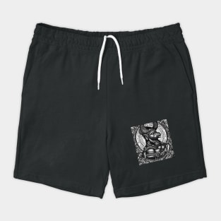 Black and white drawing of Cow God Shorts