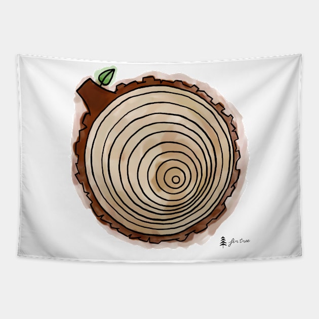 Tree Rings Watercolor Tapestry by FirTree