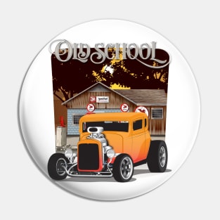 Orange 1932 Chevy 5 Window Coupe Hot Rod Old School Print Pin