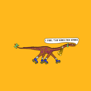 Rollerskating Retro Jurassic Diplodocus T-Shirt