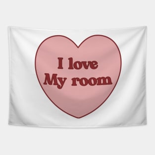 I love my room heart aesthetic dollette coquette pink red Tapestry