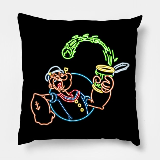 Popeye neon style Pillow by AlanSchell76