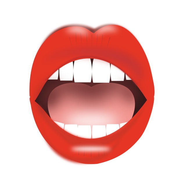 surprise mouth with red lips by designInk