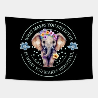 autism awareness day 2023 cute colorful baby elephant Tapestry