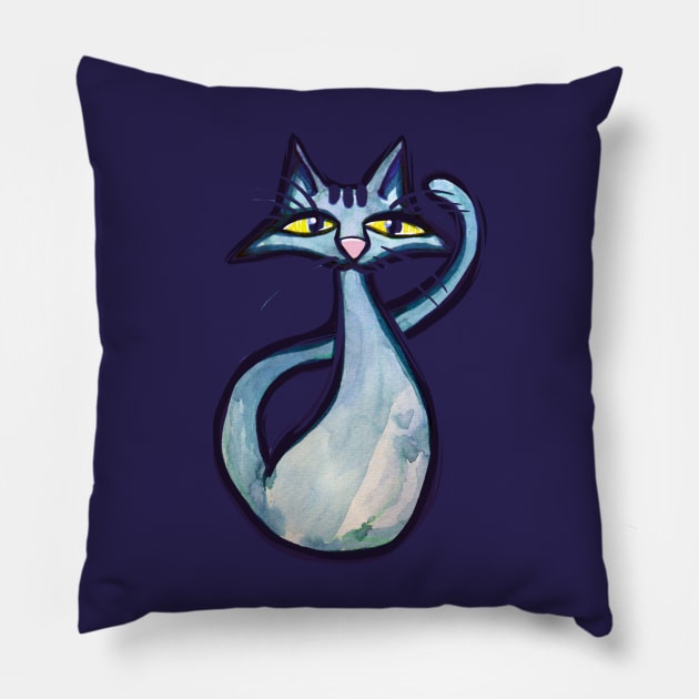 Kitty Cat Blues Pillow by bubbsnugg