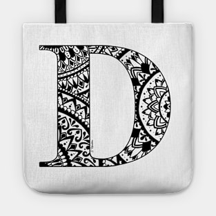 Mandala Letter D - Capital, word art Tote