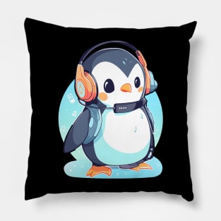 Cool Penguin With Headphones Pillow