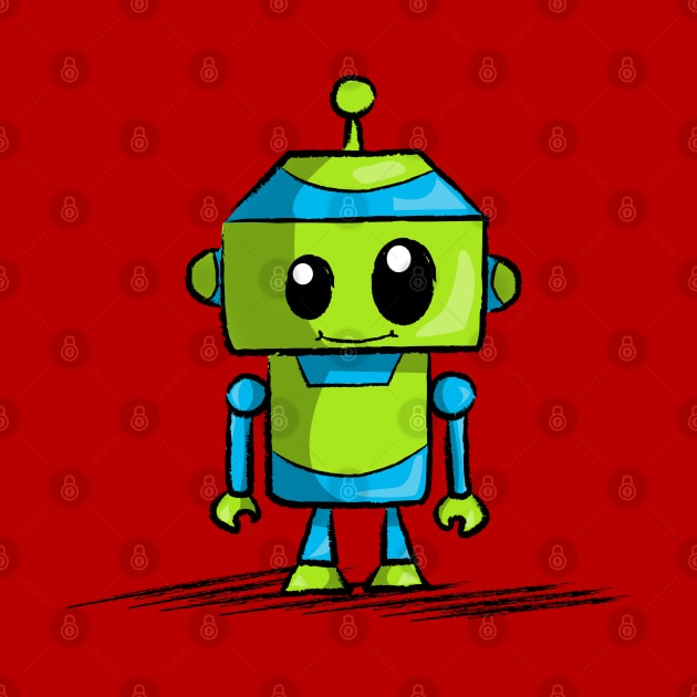 Larry the Electric Blue & Lime Green Robot by Fun Funky Designs