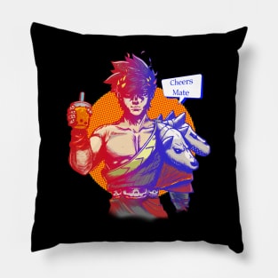 Zagreus enjoying boba Pillow