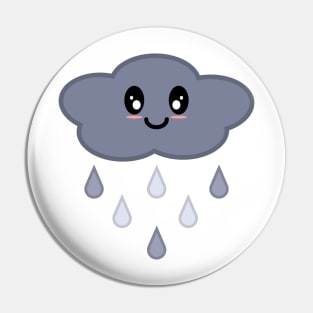 Kawaii Cute Happy Stormy Rain Cloud Pin