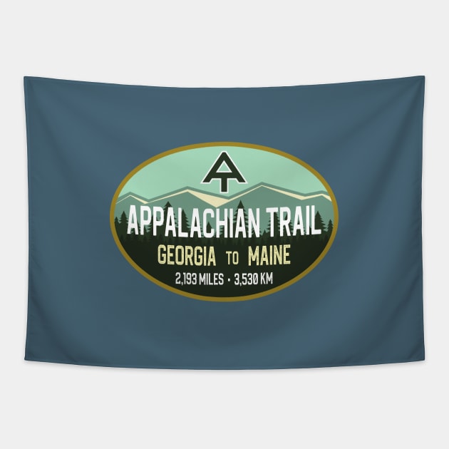 Appalachian Trail - Georgia to Maine - Oval Retro Mountains Tapestry by TGKelly