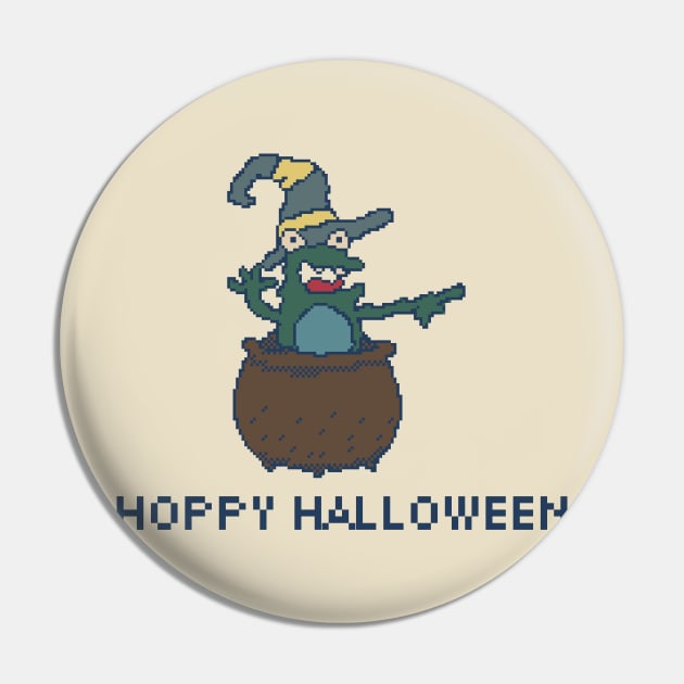 Hoppy Halloween - Frog Boiling 8bit Pixel Art Pin by pxlboy