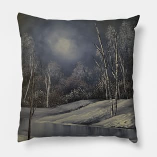 Nighttime Snowfall Magic Pillow