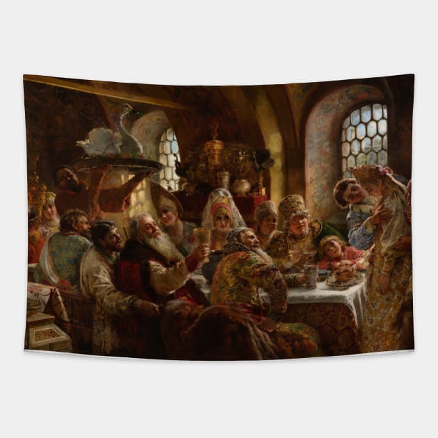 A Boyar Wedding Feast by Konstantin Makovsky Tapestry by Classic Art Stall