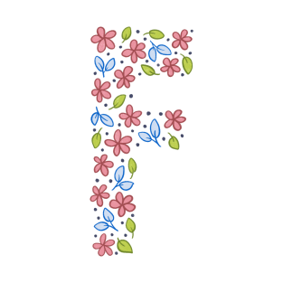 Floral Monogram Letter F - pink and blue T-Shirt