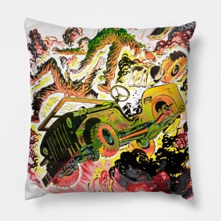 Bomb Explosion. Fighting Fronts. Comic Retro Vintage Pillow