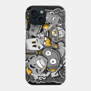 Black and Gold graffiti cartoon characters Phone Case