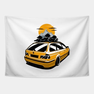 Yellow E39 Touring Mountains Tapestry