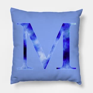 Watercolor Letter M Vibrant Blue Pillow