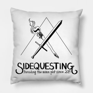 Sidequesting Logo, front and back - Black Pillow