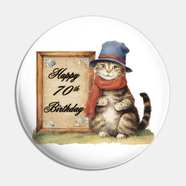 Happy 70th Birthday Pin by JnS Merch Store