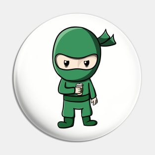 Coffee drinking Ninja Pin