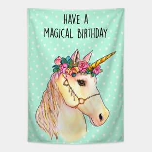 Magical Unicorn Birthday Tapestry