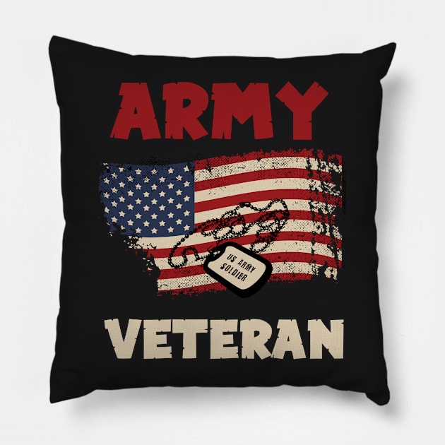 American Flag Camo Proud Us Army Veteran Pillow by trendst