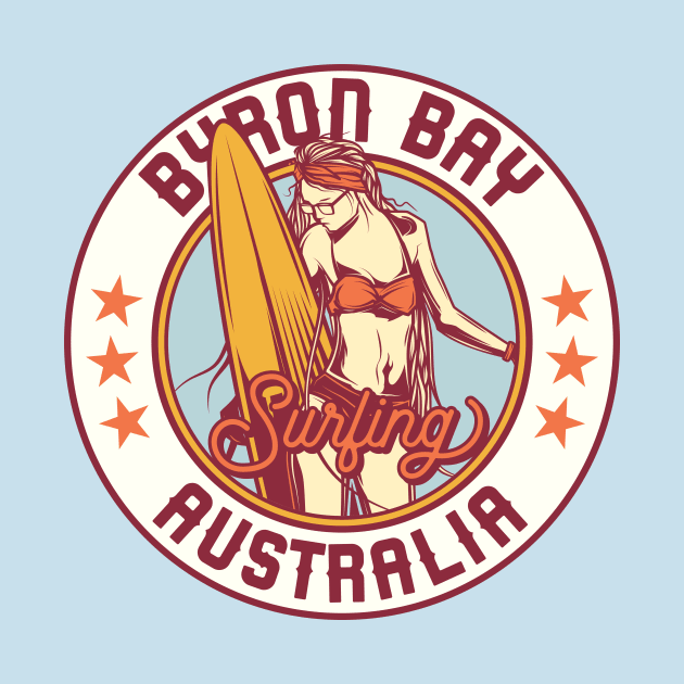 Vintage Surfing Badge for Byron Bay, Australia by SLAG_Creative