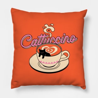 Cappuccino Black Cat in orange Pillow