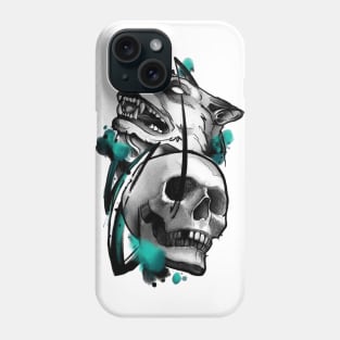 dog and skull Phone Case