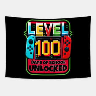 Level 100 Days of School Unlocked Game Controller Gamer Boys Tapestry