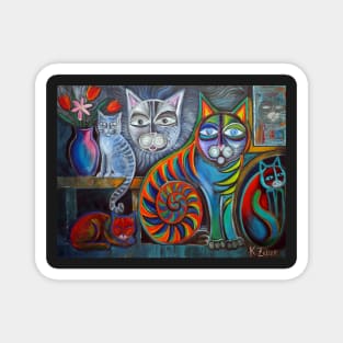 Neon Cats updated Acrylics Magnet