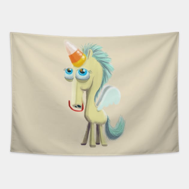 Studio Smush - The Candy Corn Unicorn Tapestry by StudioSmush