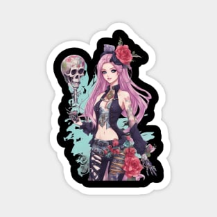 Dark Skull Emo Goth Girl Magnet