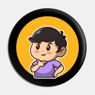 Cute Boy Thinking Cartoon Illustration Pin