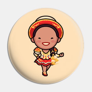 Cute Bolivian Dancer Pin