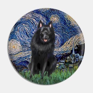 Starry Night Adapted to Include a Schipperke Pin