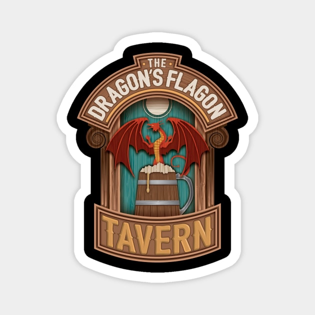 The Dragon's Flagon Tavern Dungeons and Dragons Magnet by Natural 20 Shirts