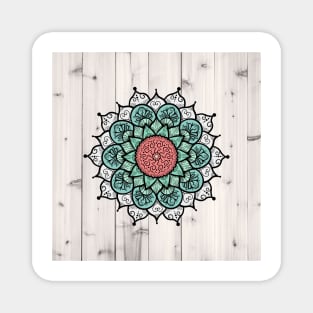 Southwestern Bohemian Boho Chic Mandala Pattern Pink Mint Green Cactus Succulent Magnet