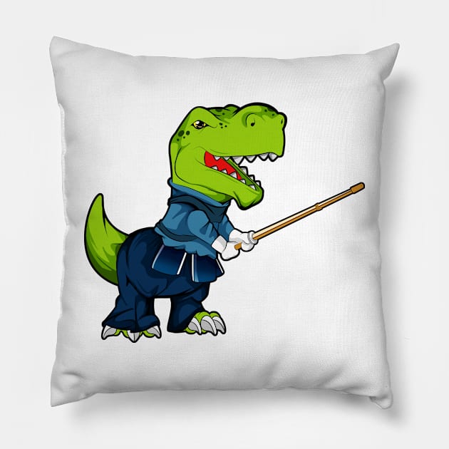 Cartoon TREX doing Kendo Pillow by Modern Medieval Design