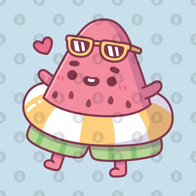 Cute Watermelon With Sunglasses And Pool Float Summer by rustydoodle