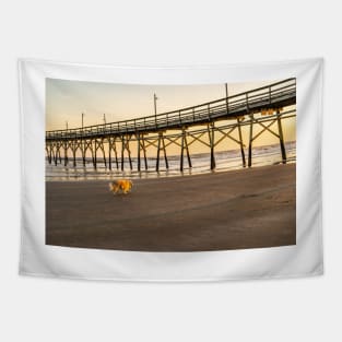 Golden Retriever at Beach Tapestry