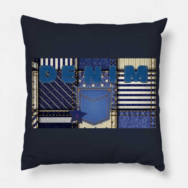Denim Addicted Patchwork Pillow by Viper Unconvetional Concept