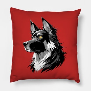 Stunning and Cool Dutch Shepherd Monochrome and Gold Portrait for Father's Day Pillow