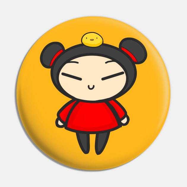 Springtime Pucca with a Chick Pin by aishiiart