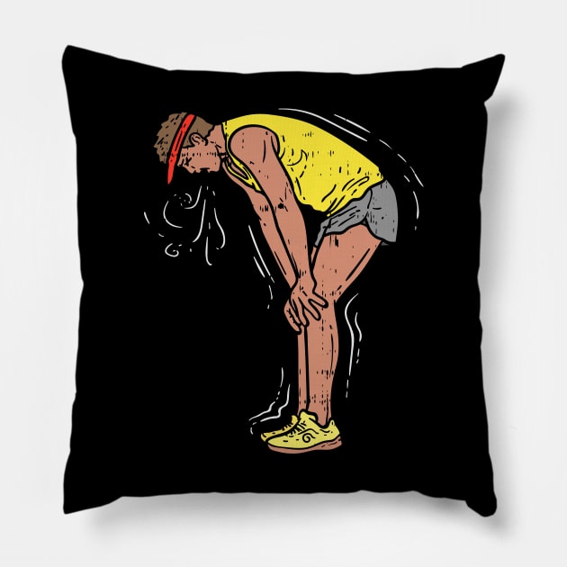 Runner Jogging - Out of breath - Funny Running Pillow by Shirtbubble