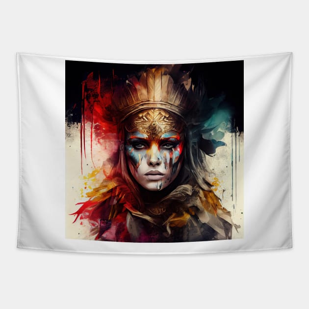 Powerful Warrior Woman #4 Tapestry by Chromatic Fusion Studio