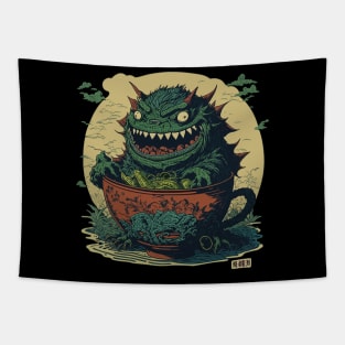 Japanese monster with bowl of tea Tapestry