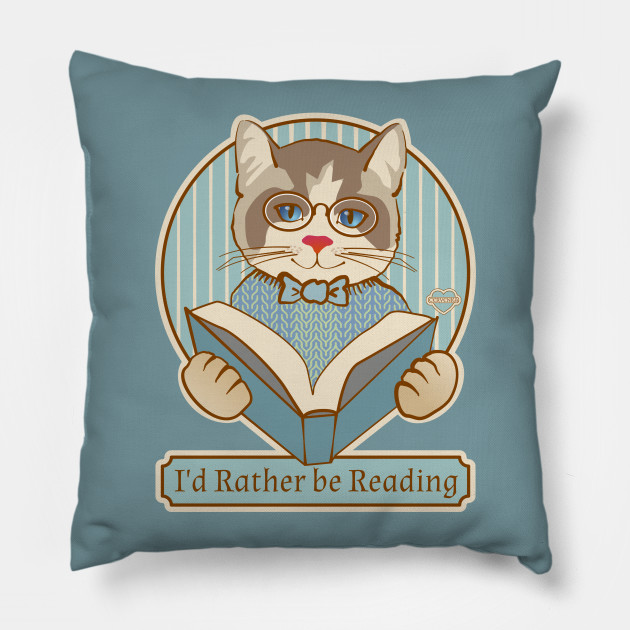 cat reading pillow